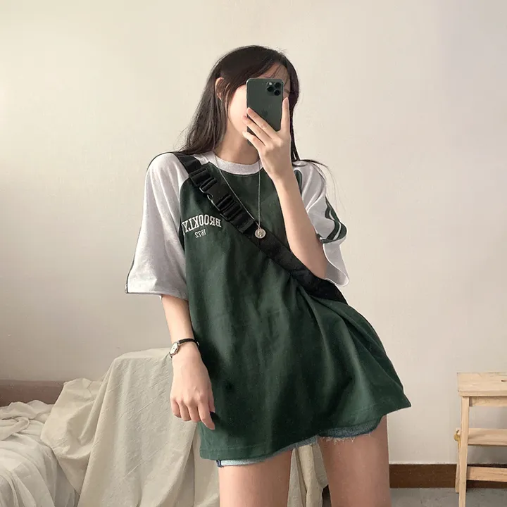 [예쁜/스포티!] 두줄 져지 배색 나그랑 브루클린 자수 데일리 반팔티T 5color 상세 이미지 9