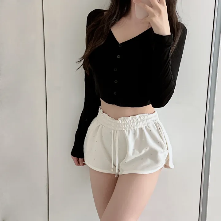 얄포롬🩷*슥걸치는/군살커버* 밀크 텐셀 굴림 크롭 브이넥 버튼 가디건/ 여름상의 얇은긴팔티 여친룩 필라테스 요가 햇빛가리개 대학생 여친룩 상세 이미지 13