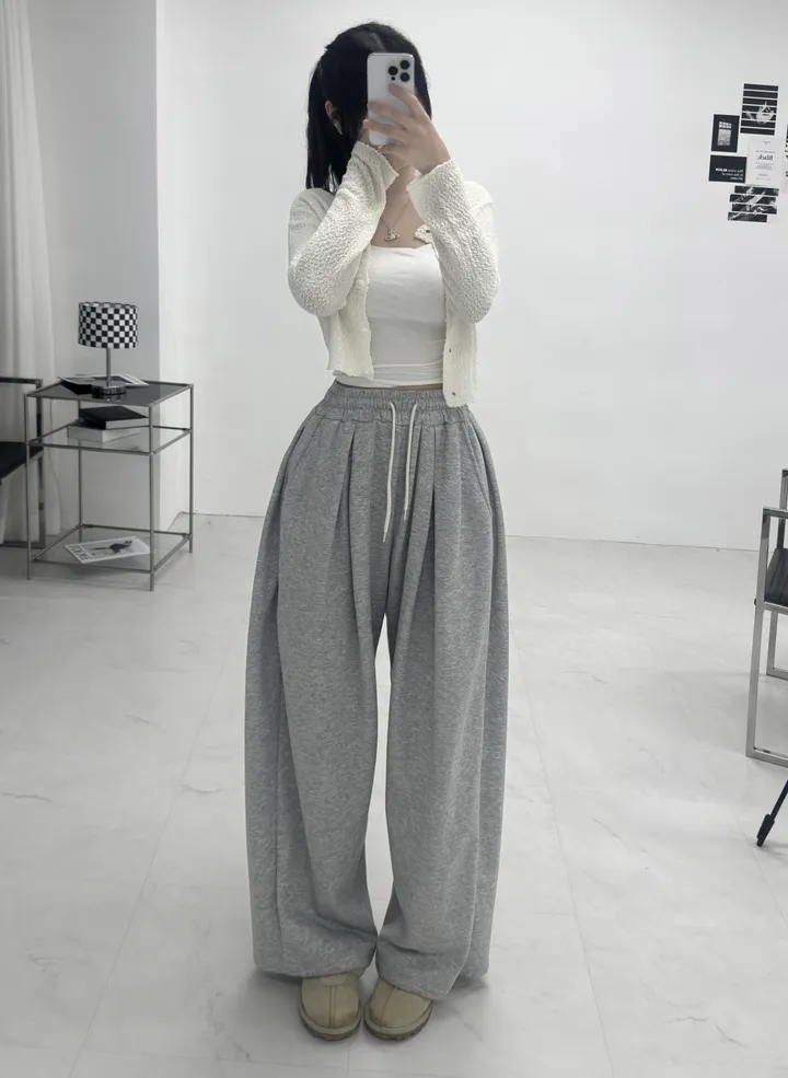 [재구매율증명/3만장돌파🌸/여름강추템] 더블 허얇골넓핏 와이드 하이웨스트 핀턱 사이드핀턱 오버핏 트레이닝 밴딩 팬츠 상세 이미지 16