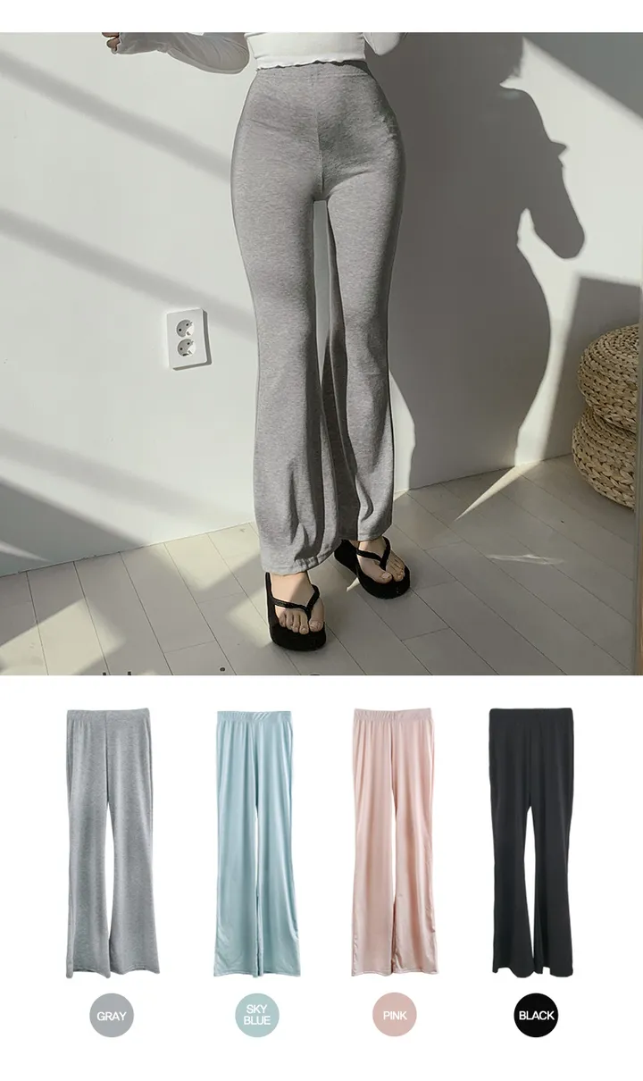 침대보다 편해 밴딩 나팔 부츠컷 레깅스 (그레이/소라/핑크/블랙) 상세 이미지 1