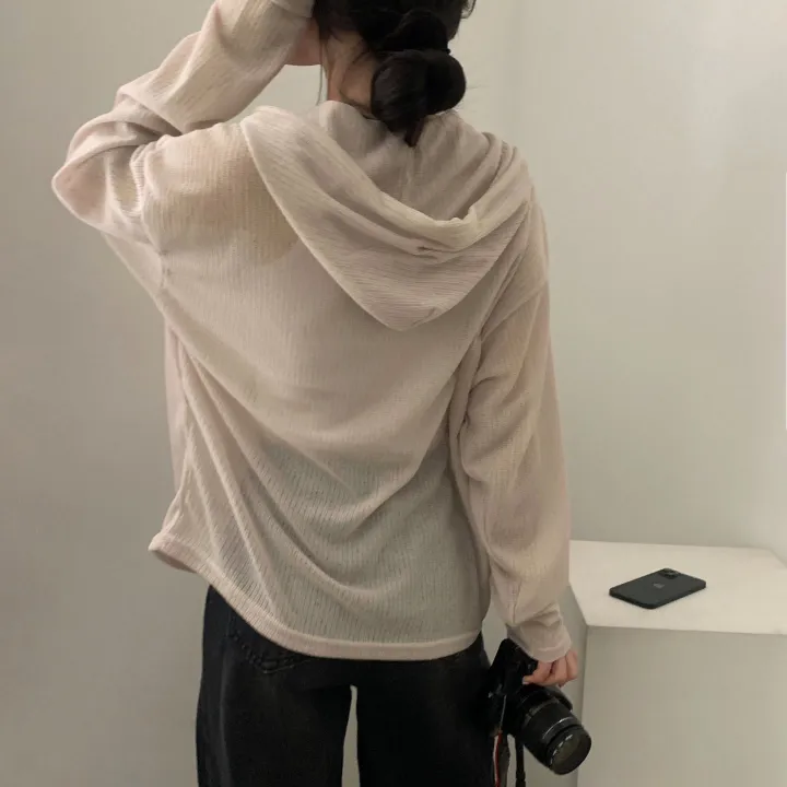 [여름아우터!/은은한비침] 한여름까지 필요한 투웨이 시스루 니트 후드집업,점퍼 - 5color 상세 이미지 22