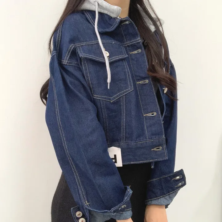 [+후드포함/탈부착O]후드포함 탈부착 가능 고퀄리티 간절기 크롭 데님 고퀄 청자켓 상세 이미지 17