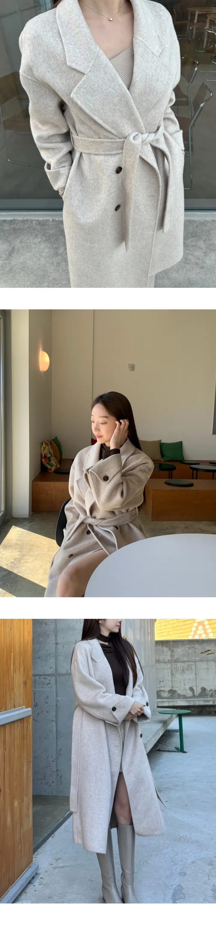 핸드메이드 울 70% 롱 코트 상세 이미지 4
