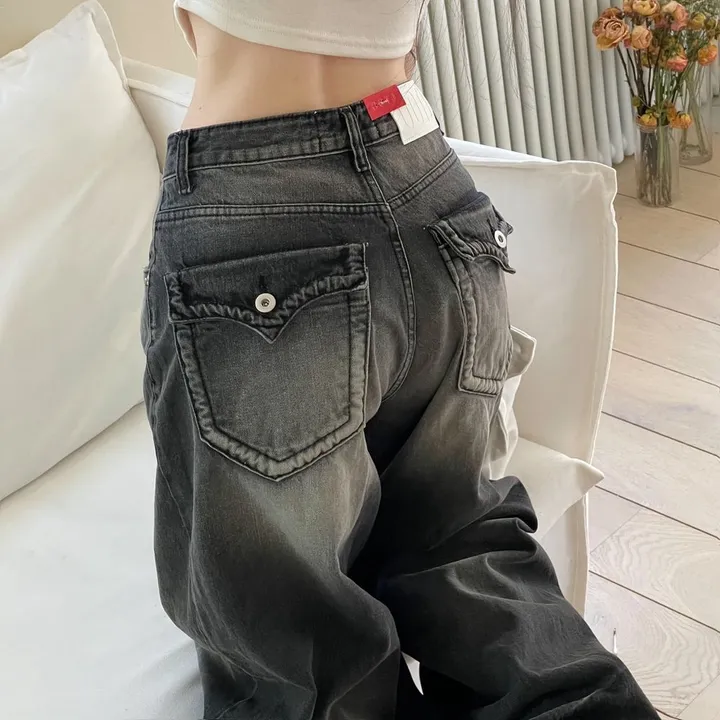 (OOTJ)린지 포켓 와이드 데미지 롱 블랙 데님 팬츠 one color/2 Size 상세 이미지 26