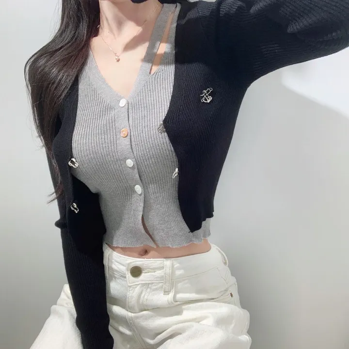 봄가디건 배색레이어드 라인포인트 후크골지가디건 그레이,민트,블랙 3COLOR 상세 이미지 17