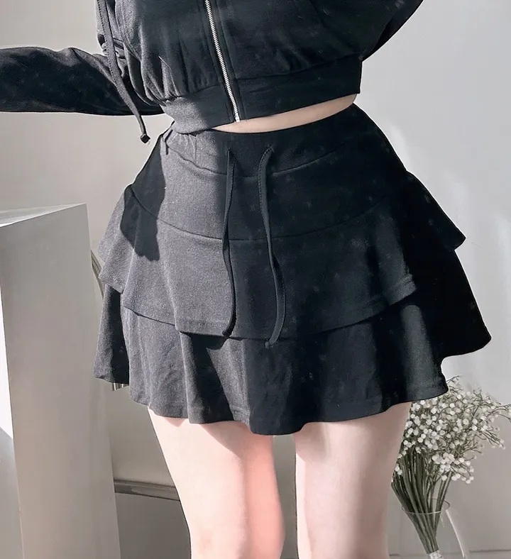 주니 후드집업 캉캉스커트 투피스 세트 후드집업투피스 셋업 트레이닝집업 투피스세트 크롭 후드집업 + 캉캉 미니스커트 투피스 SET 집업투피스세트 상세 이미지 8