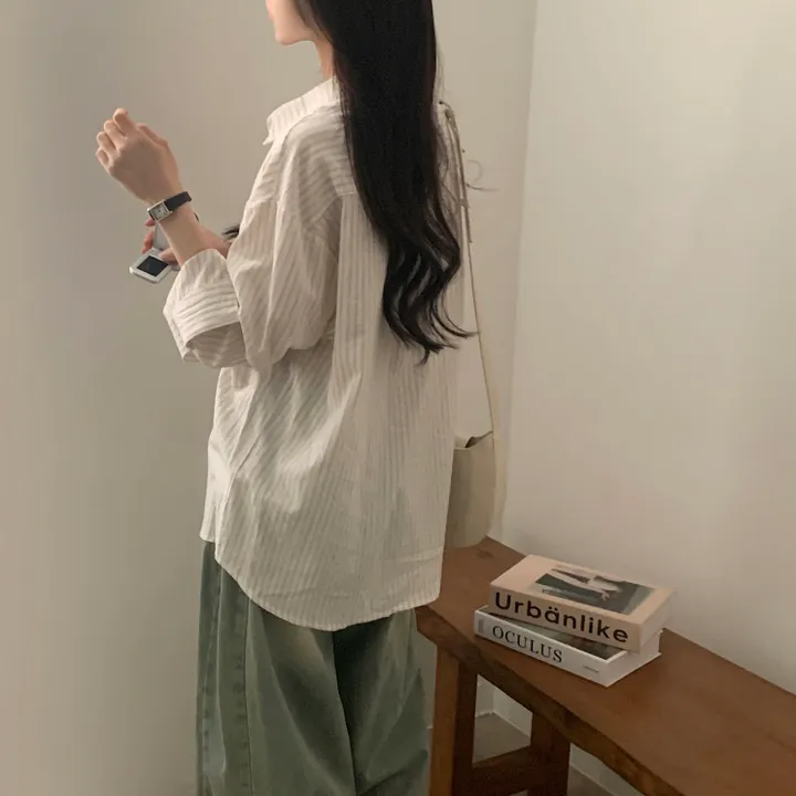 [한여름까지~/오버핏✨] 허니 스트라이프 코튼 포켓 오버핏 셔츠,남방 - 3color 상세 이미지 36