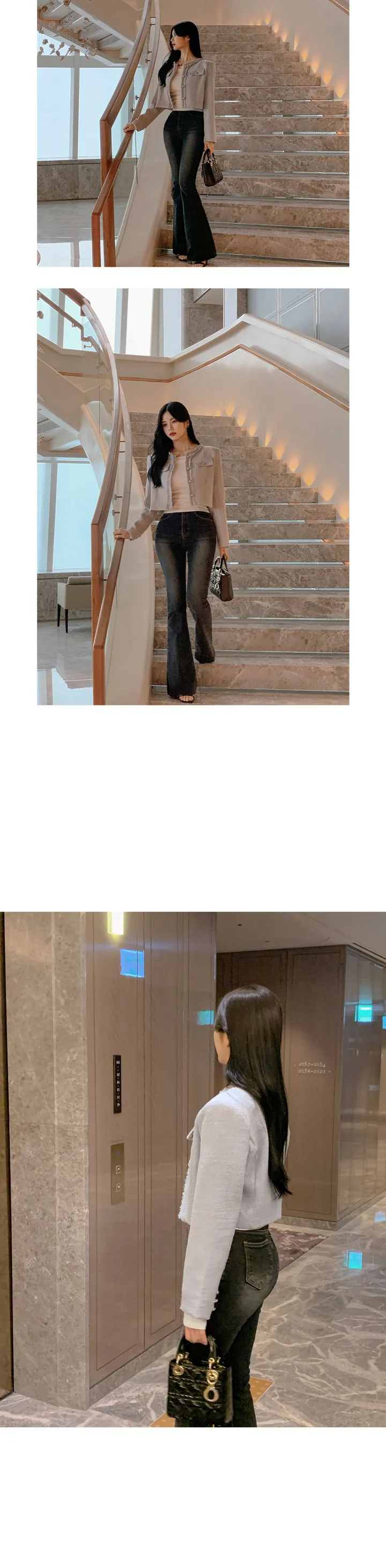 [갓성비❤️/화사한 봄 자켓으로 제격!] 매니아 노카라 컷팅 디테일 버튼 포켓 세미크롭 봄 트위드 자켓 상세 이미지 15