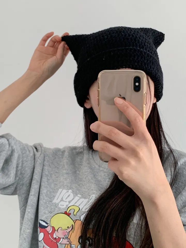 스트라이프 고양이 니트 모자 캣 비니 8color 상세 이미지 7