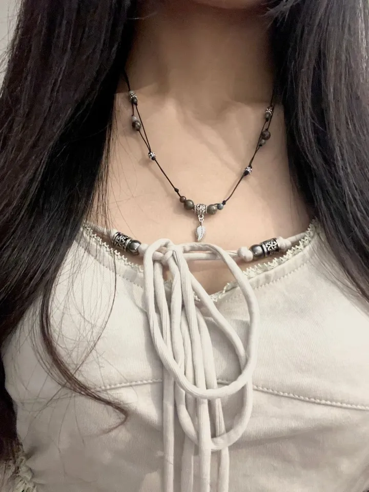 [자체제작] Vintage leaf Necklace 원석 매듭 목걸이 상세 이미지 21