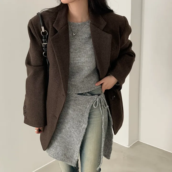 [wool100%/브랜드공정]  윈터 싱글 투버튼 카라 리얼 울 자켓 블레이저 - jk 상세 이미지 74