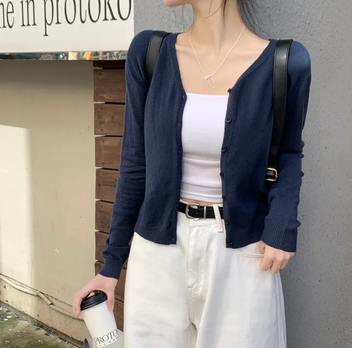 당일출고🚀,문의폭주[MD강추] 픽미 브이넥 꾸안꾸 여리핏 레이어드 베이직 간절기 아우터 긴팔 니트 가디건 -6color 상세 이미지 24