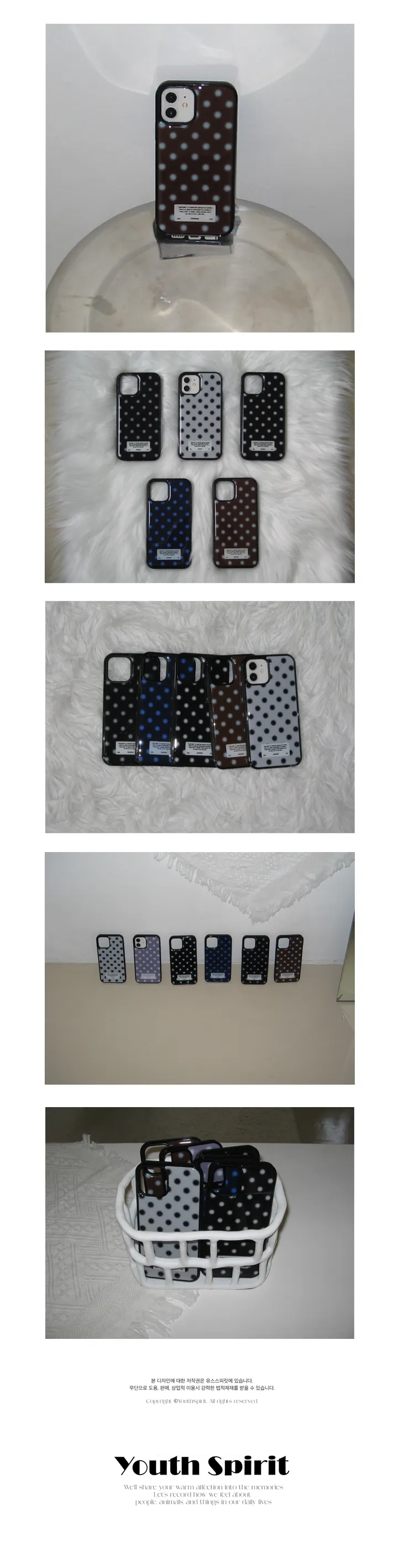 [맥세이프 추가] snow dot skyblue brown 스카이블루 브라운 땡땡이 도트 케이스 상세 이미지 3