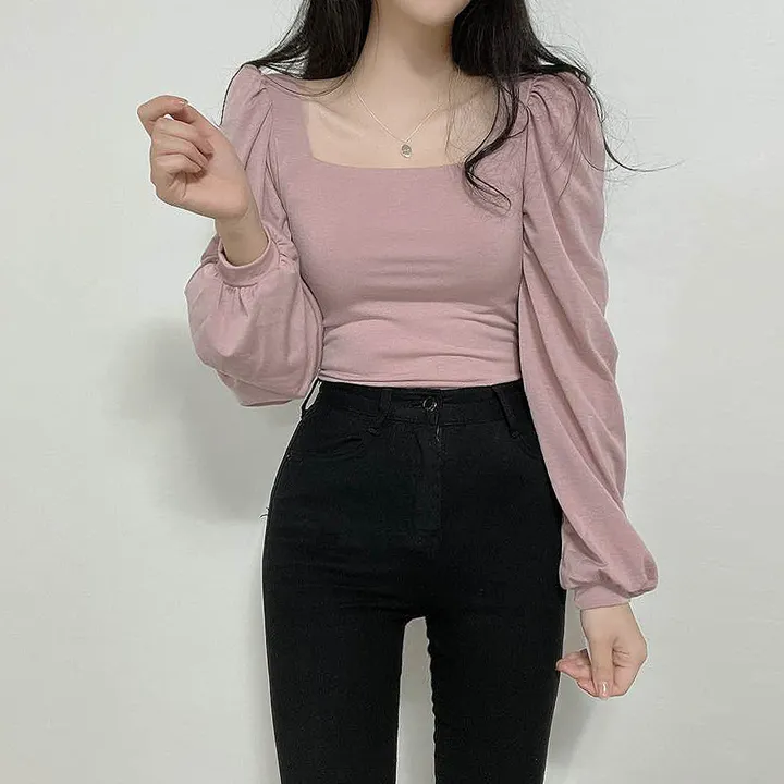 [속옷비침X!묶음할인]여리글램 퍼프 모어 스퀘어 반크롭 긴팔T 4col 상세 이미지 33