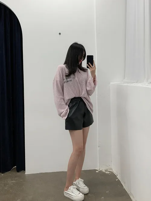 허리밴딩 레더 가죽 반바지 (2color) 상세 이미지 17