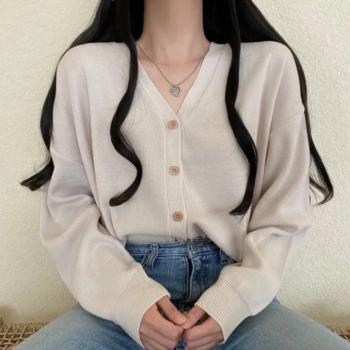 [12컬러/루즈핏] 복숭아 브이넥 단추 긴팔 가디건 상세 이미지 25