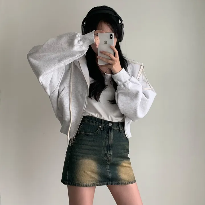 [완전인기✨/백염컬러 당일출고!] 자체제작 크치Made 꿈에 나온 핏, 투웨이 양기모 크롭 후드집업 ver 아우터 자켓 - zipup 상세 이미지 157