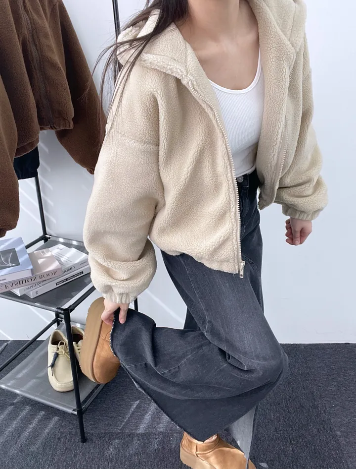 *아방핏후드집업* 뽀글이 후리스 플리스 후드집업 가을 겨울 아우터 집업 오버핏 상세 이미지 48