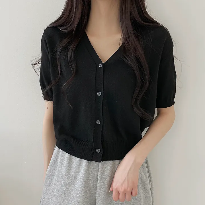 1+1할인!![고퀄뱀부소재!/기획특가] 설렘가득 봄여름가을내내 입기좋은 크롭 라운드넥 or 브이넥 반팔 린넨 반팔가디건 상세 이미지 21