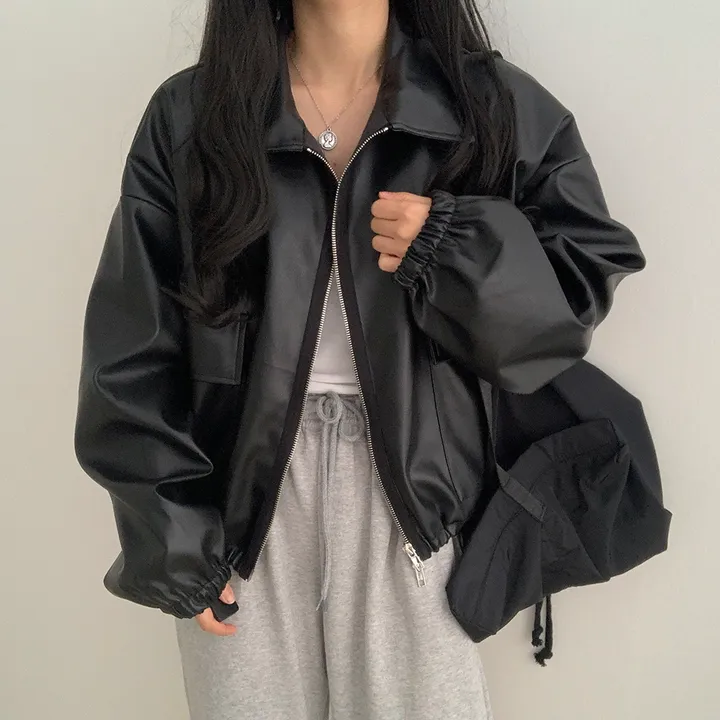 [ 봄신상 ]루즈핏 투웨이 레자 숏점퍼 상세 이미지 30