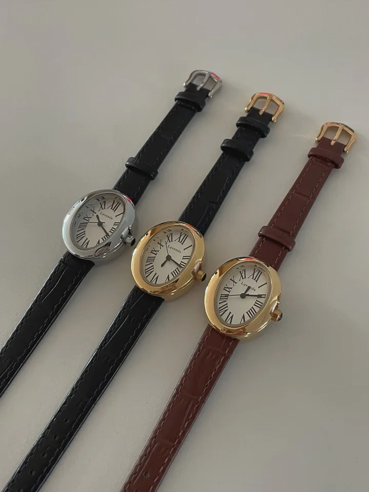 여성용 여자 클래식 타원 가죽 손목 시계 3color 상세 이미지 4