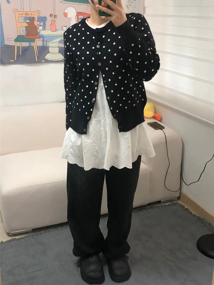 도트 라운드 니트 가디건 3color 상세 이미지 29