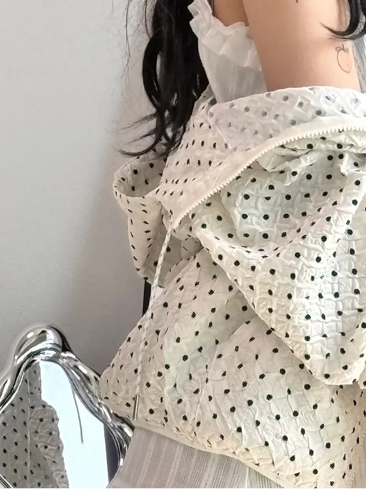 💝인기아우터💝주문폭주[봄아우터] 엔티JP 엠보 도트 후드 집업 /떙땡이/바람막이/봄/여름/아우터/얇은집업 - 2color 상세 이미지 14