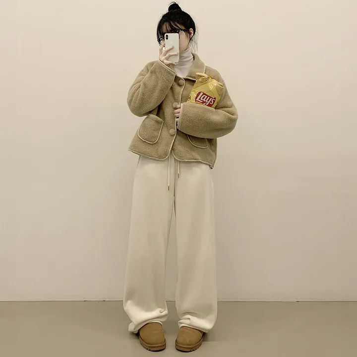 [양면퍼🧸/귀여움] 아방핏 양털 후리스 뽀송 카라 덤블 퍼자켓 크롭점퍼 밍크 숏코트 상세 이미지 22