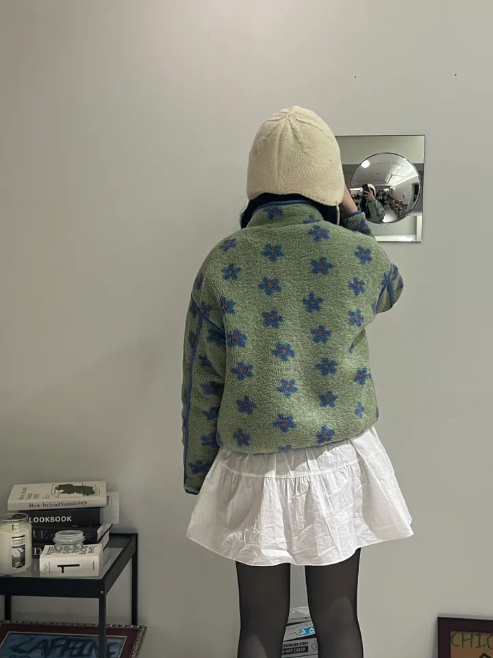 플라워 뽀글이 누빔 후리스 집업 상세 이미지 20