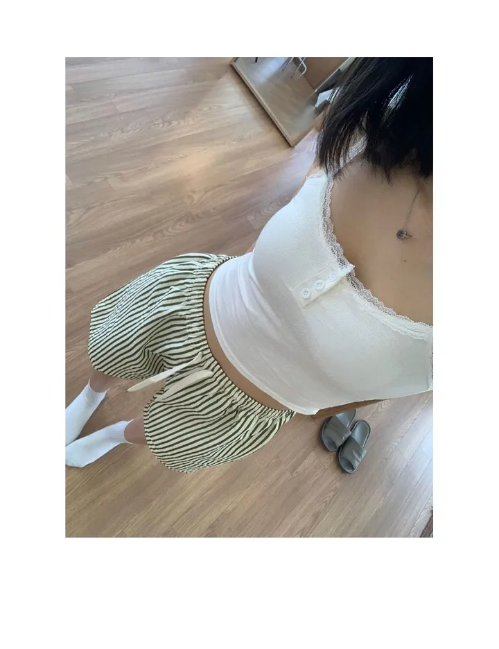 ❣️신상❣️ 남녀 커플 반바지 잠옷 스트라이프 여름 팬츠 2종 상세 이미지 8
