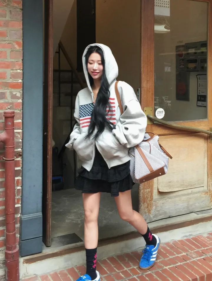 미유 아메리카 오버핏 빈티지 후드집업 상세 이미지 5