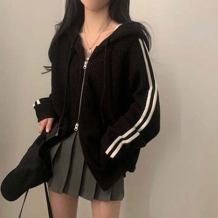 [투웨이!/저렴이XX] 펌킨 배색 라인 투웨이 오버핏 후드집업,니트가디건 - 4color 상세 이미지 39