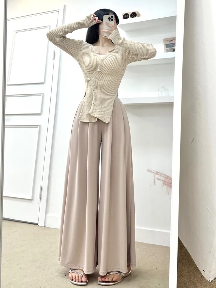 ✨여름부클소재!✨어깨패드O 언발 사선 진주 부클 가디건 니트 (4COLOR) 여름니트 여름가디건 진주버튼 옆단추 트임 가디건 상세 이미지 7