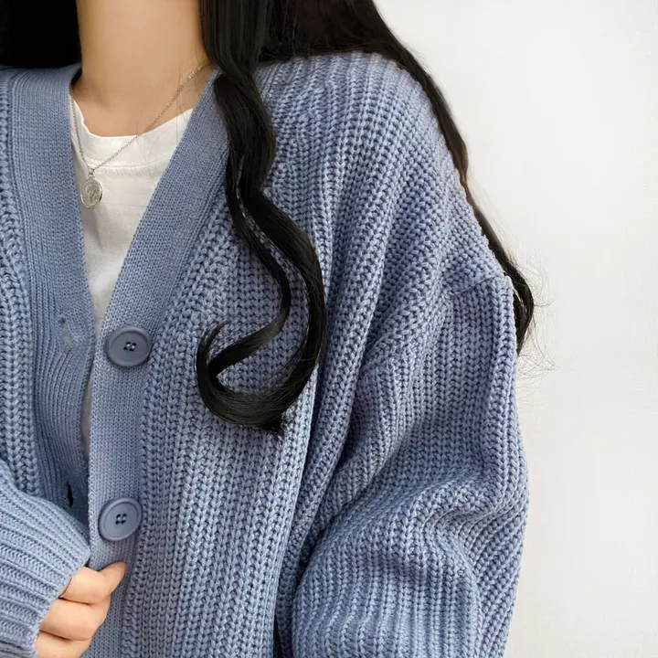 [봄가을/데일리핏] 러블리한 하찌 v넥 오버핏 가디건cd 상세 이미지 6