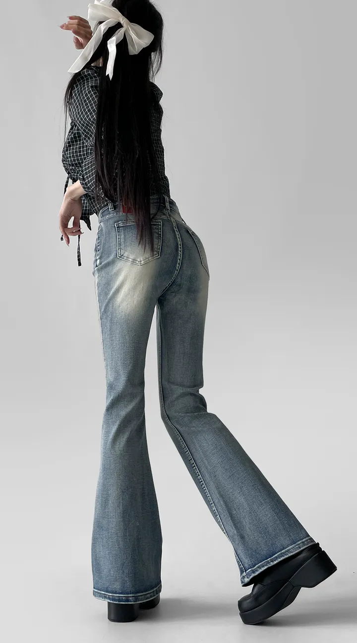 [~3XL/3기장] 뽀얀핏 스머징 텍스쳐 빈티지 워싱 쫀득 스판 부츠컷 데님 팬츠 바지 청바지 상세 이미지 10