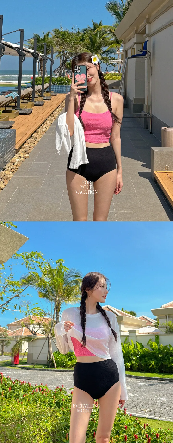 🏖️살안타/여리핏 핫 크롭 수영복 비키니 커버업 티셔츠 상세 이미지 3