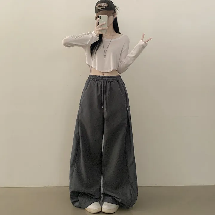 [남녀공용/스냅버튼🩶] 하체커버! 바스락 사이드핀턱 투웨이 조거 와이드 트레이닝 스트링 밴딩 폴딩 벌룬 롱팬츠 빅사이즈 상세 이미지 13