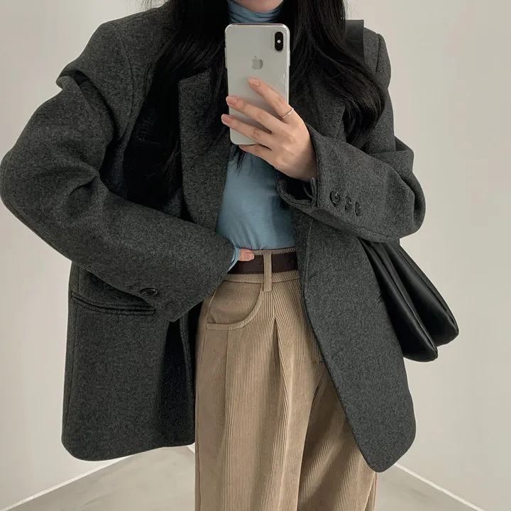 [wool100%/브랜드공정]  윈터 싱글 투버튼 카라 리얼 울 자켓 블레이저 - jk 상세 이미지 28