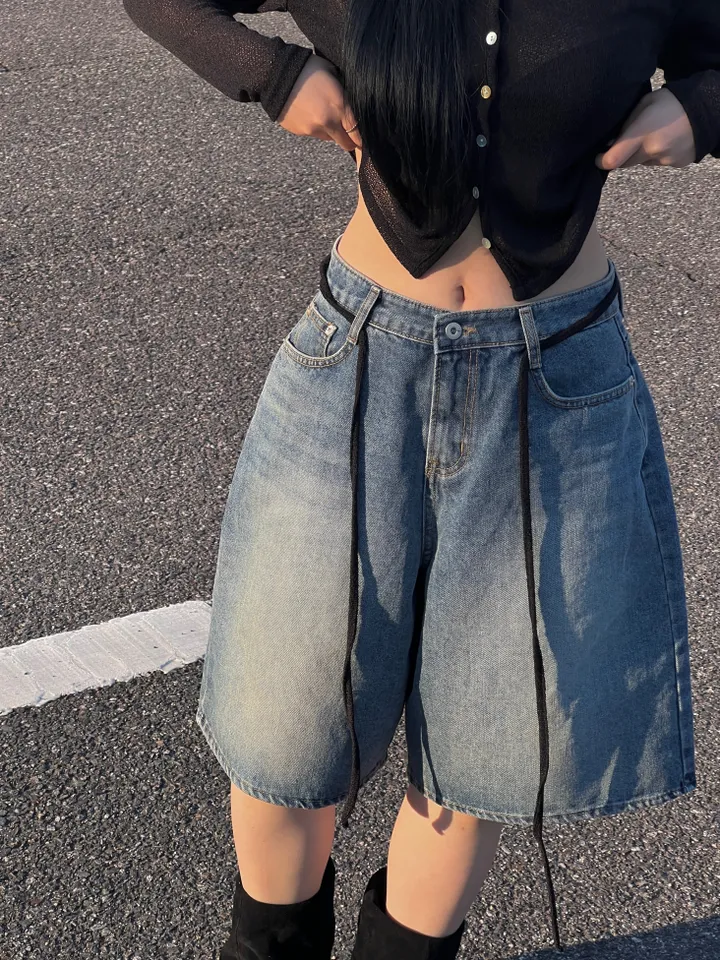 당일발송🔥핏보장 - 빈티지 캐주얼 데님 5부바지 - 버뮤다팬츠 상세 이미지 7