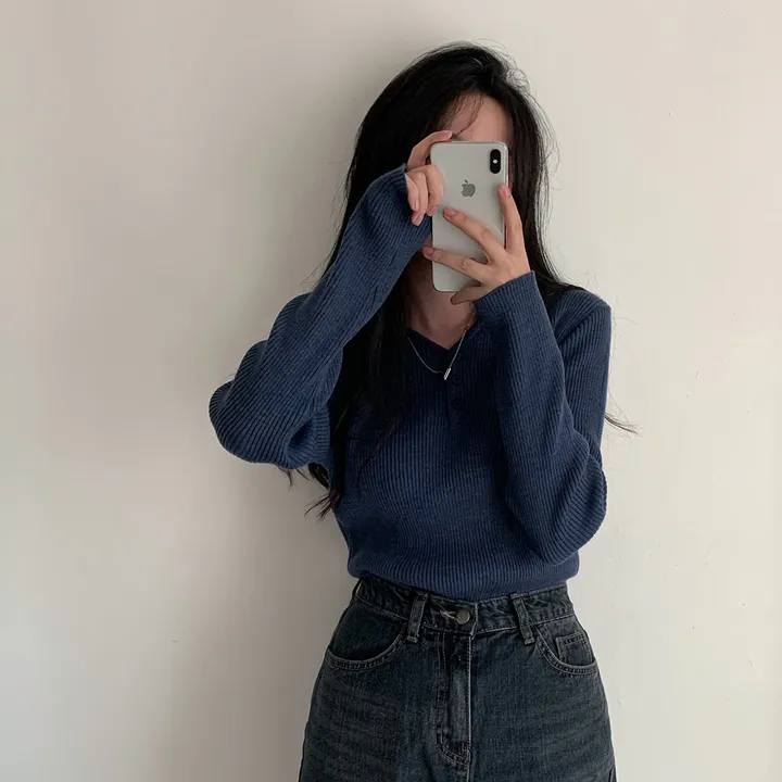 [4계절필수 디자인/연그레이 당일출고✨] 자체제작 #크치Made 젤리 버튼 트임 브이넥 골지 겨울 니트 긴팔티셔츠 - nt 상세 이미지 107