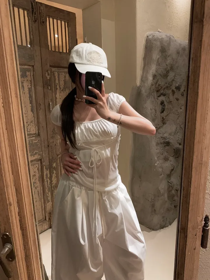 (UNISEX) 머니 나일론 더블 핀턱 스트링 벌룬 PT / 오버핏 와이드 밴딩 트레이닝 벌룬핏 팬츠 바지 와이드팬츠 벌룬팬츠 트레이닝팬츠 나일론팬츠 나일론바지 간절기 봄 여름 상세 이미지 21