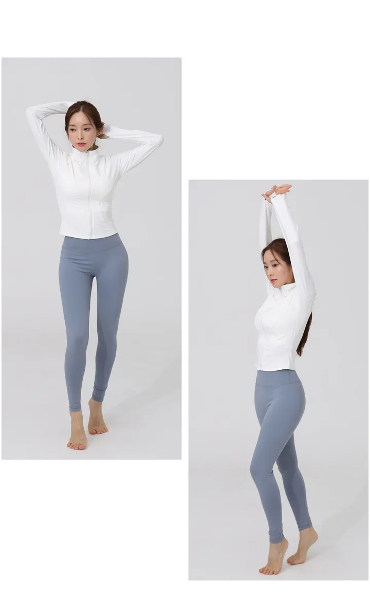 슬림라인 여성용 요가 집업 자켓 요가복상의 필라테스 운동복 슬림핏 체형커버 커버업 상세 이미지 9