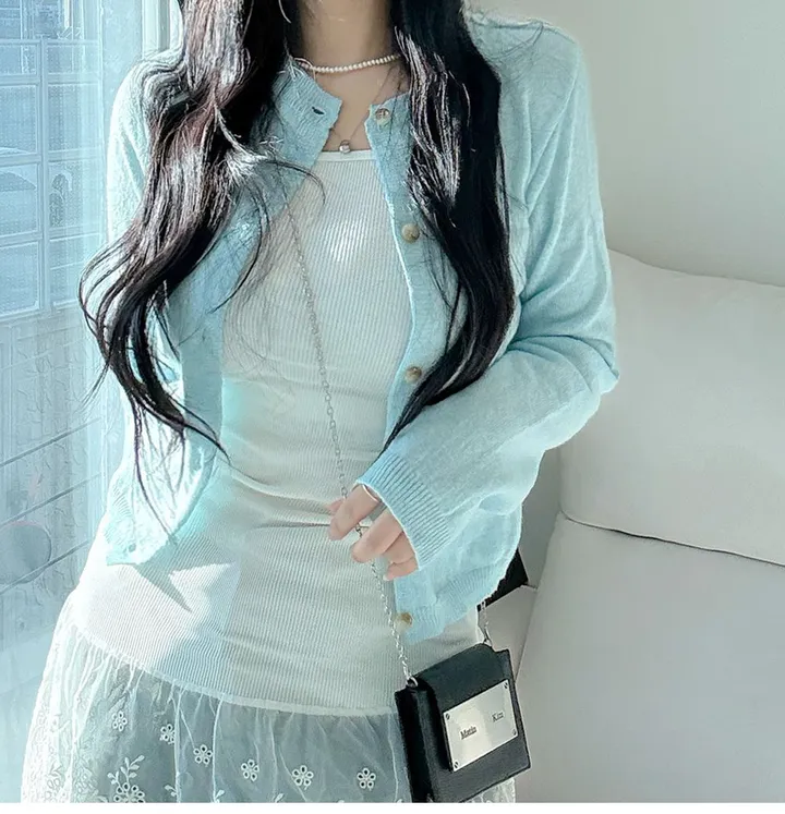 [너무 예뻐요../색감보장] 젤라또 레이어드 캐시미어 라운드 크롭 단추 니트 가디건 (9 col) 봄가디건 기본텝 상세 이미지 22