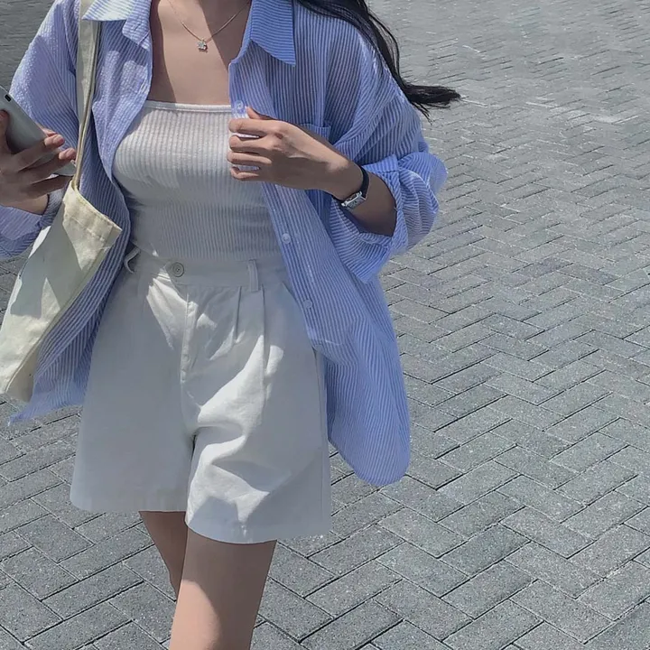 [화이트 비침X/🤍1천장돌파]츄리닝보다 편한, 비죠 원버튼 코튼 숏팬츠 상세 이미지 10