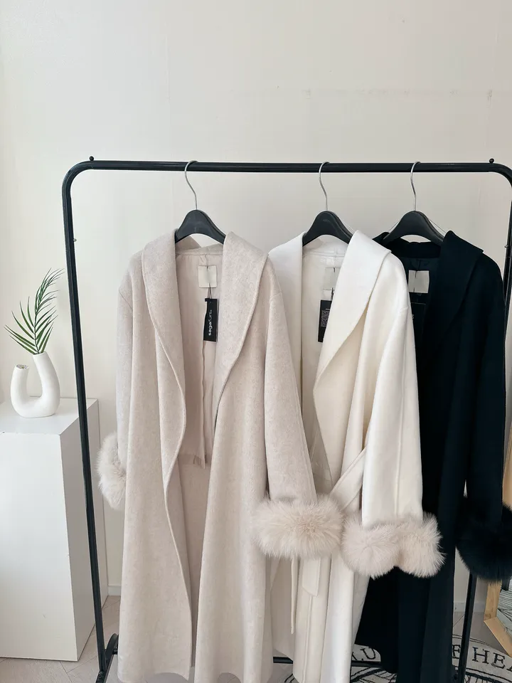 🚀오늘출발 [3color] 프리미엄 리얼 사가 폭스 소매 퍼 트리밍 로브 벨트 핸드메이드 울 롱 코트 상세 이미지 76