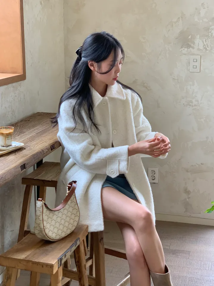 [울 40%][누빔안감] 페이버 부클 오버핏 하프 코트 하객룩 (3 color) 상세 이미지 3
