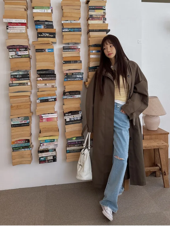 로제 하이넥 오버핏 트렌치코트, 베이직 페미닌 데일리 꾸안꾸 데이트 출근룩(3컬러) 상세 이미지 40