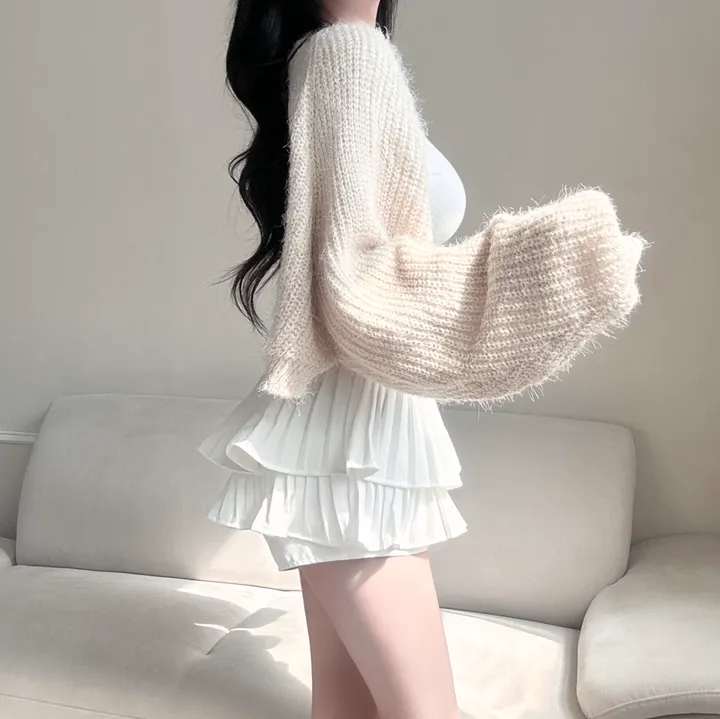[여리핏보장!!/여친룩/9col] 보들 데일리 청순 솔잎 볼레로 가디건 벌룬핏 루즈 아방한 하찌 니트 베이직 기본 개강룩 데이트룩 봄 피크닉 간절기 벚꽃룩 러블리 세미 크롭 퍼 상세 이미지 26