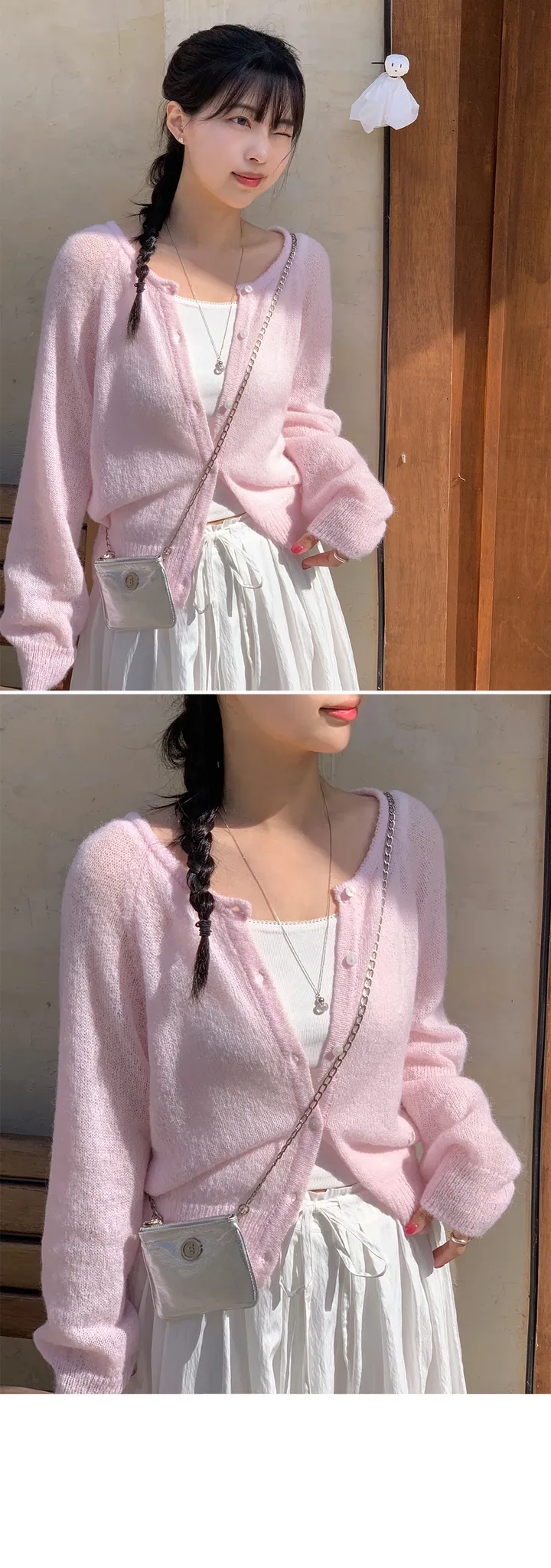 당일/봄가디건🌸 [here you] 퍼지 모헤어 cardigan - 5color (벚꽃룩/울가디건/모헤어니트/나들이룩/봄니트) 상세 이미지 7