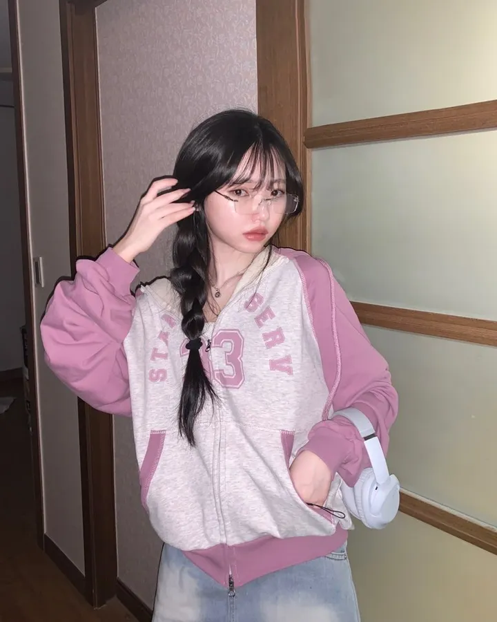 루즈오버핏! 투웨이 배색 레터링 후드집업 -2col 상세 이미지 7